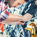 The Motorcycle Safety Foundation recommends inspecting your motorcycle before every trip, using the acronym “T-CLOCS” to remember which checks to carry out. T-CLOCS refers to Tires, Controls, Lights, Oil, Chassis and Stands.