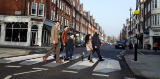The crossing gives the illusion to drivers that passing vehicles are about to drive over a ramp.