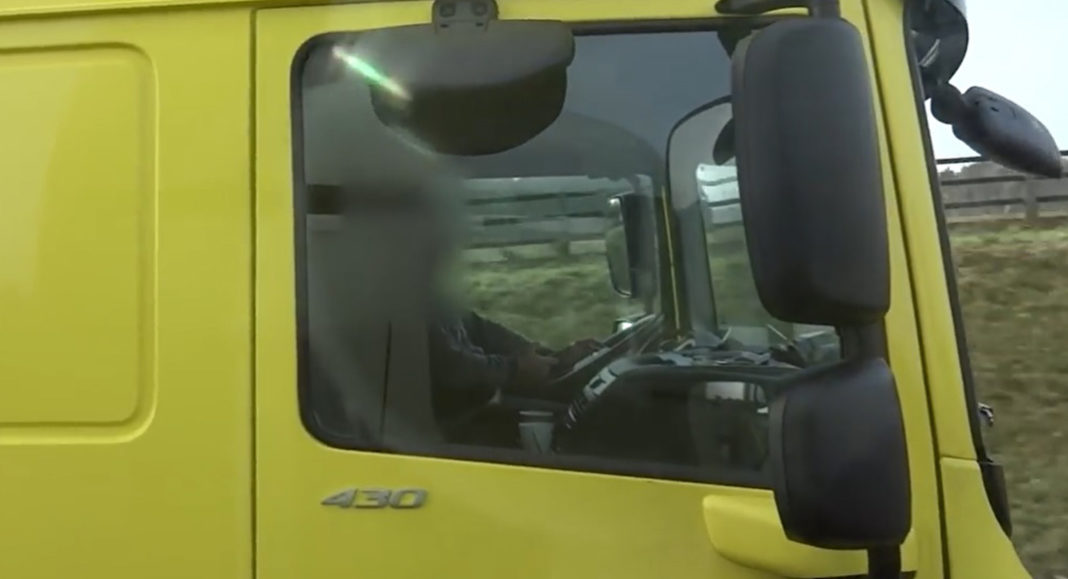 The trucker, who was seen holding his credit card and phone in each hand, was among over 3,000 dangerous drivers filmed by three unmarked HGV “supercabs” in the past year to improve safety on England’s high-speed roads.