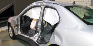 The new updated test will include a higher impact speed and a heavier, more realistic movable barrier representing a more modern striking vehicle.