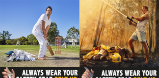 The ‘Always wear your safety gear. Belt up campaign’ uses scenarios involving a cricket player, firefighter, and a tradesperson to encourage the viewer to question their reluctance to wear a seat belt, highlighting that it is just as – if not more – risky than the examples presented.